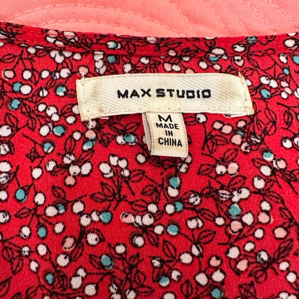 Max Studio Red Floral Midi Dress Size M - Picture 4 of 6